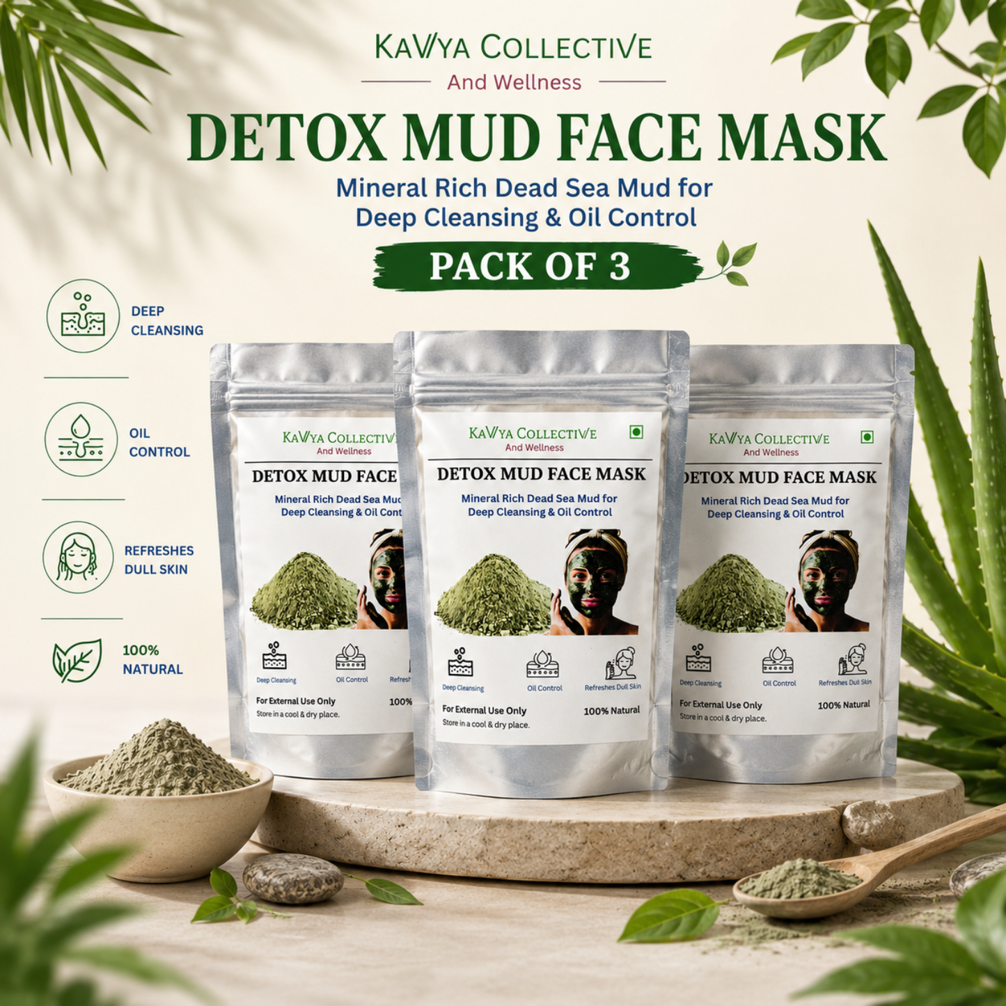 Dead Sea Mud Powder for Acne Care & Skin Detox | Mineral Rich Face Mask