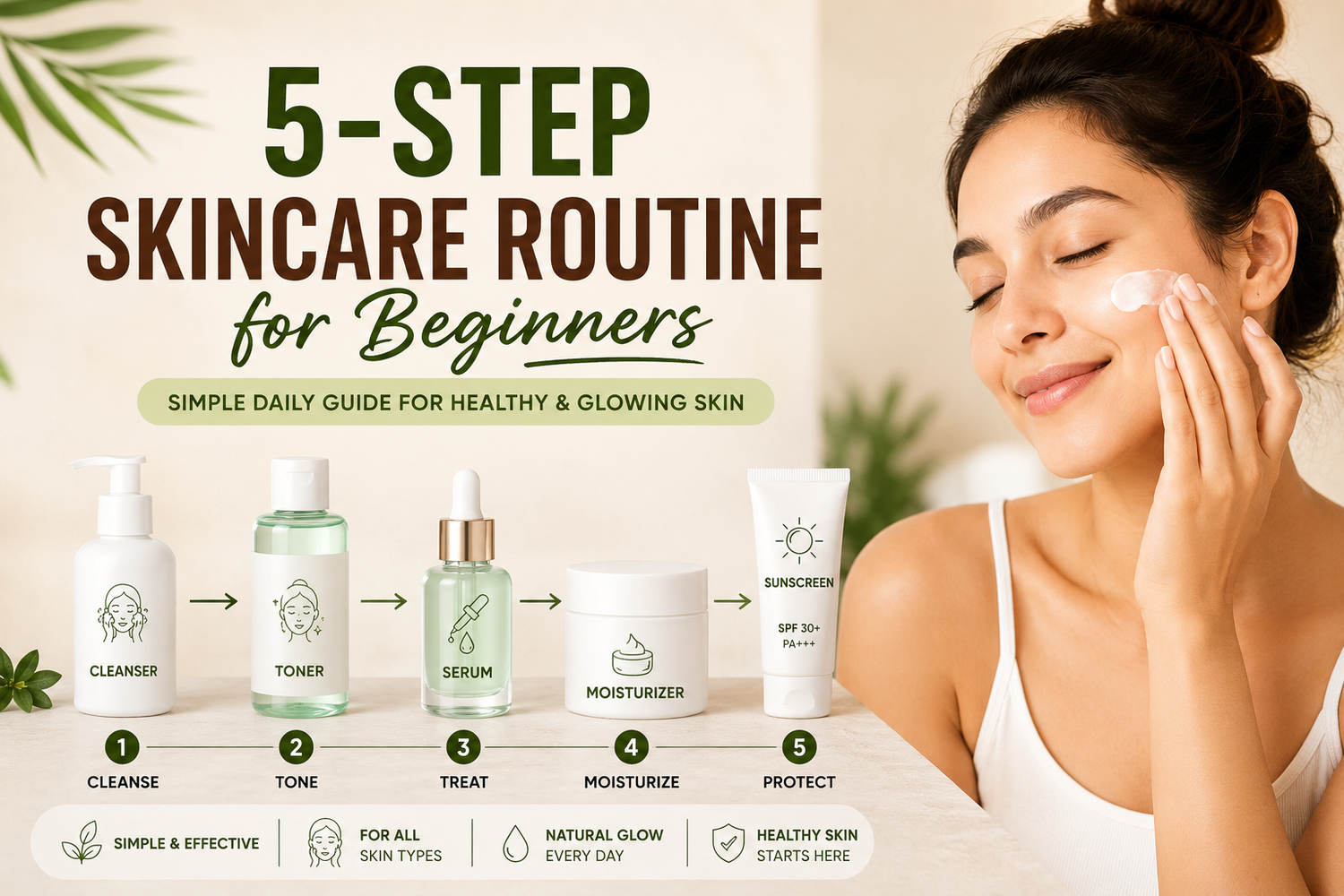 Top 5 Skincare Routine for Beginners: Simple Daily Guide for Healthy & Glowing Skin