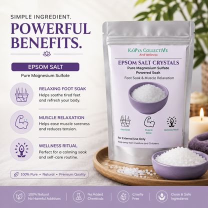Epsom Bath Salt Crystals for Foot Soak & Muscle Relaxation | Pure Magnesium Sulfate | 200 Gram