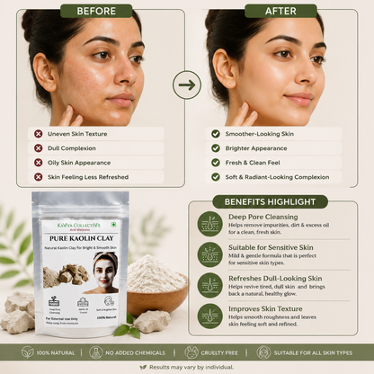 Kaolin Clay Powder for Oily Skin & Deep Pore Cleansing | Natural Face Mask Powder