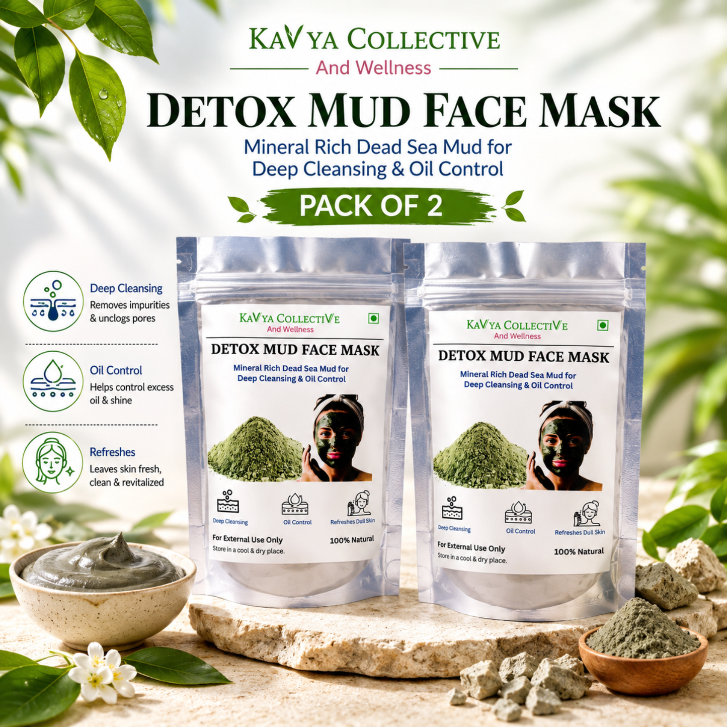 Dead Sea Mud Powder for Acne Care & Skin Detox | Mineral Rich Face Mask
