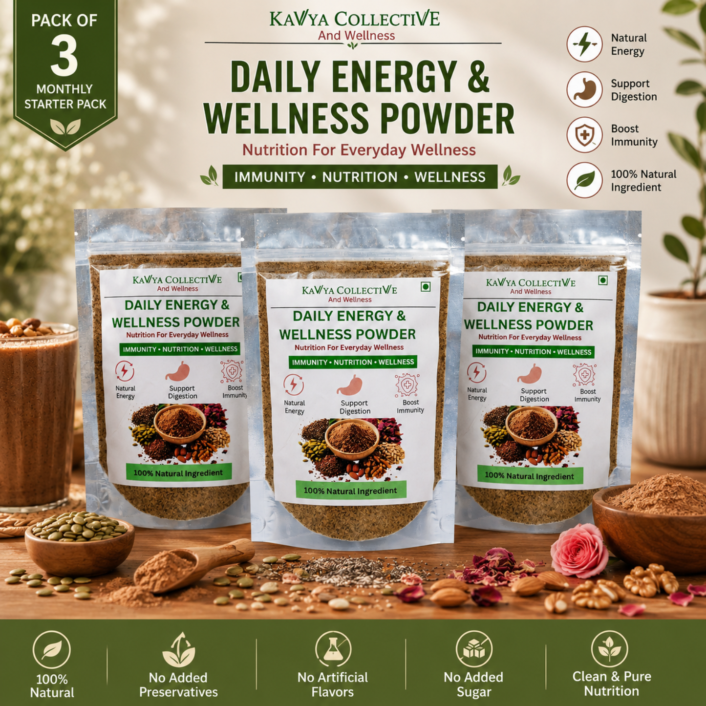 Kavya Collective Daily Seed Mix Powder for Energy, Immunity & Wellness