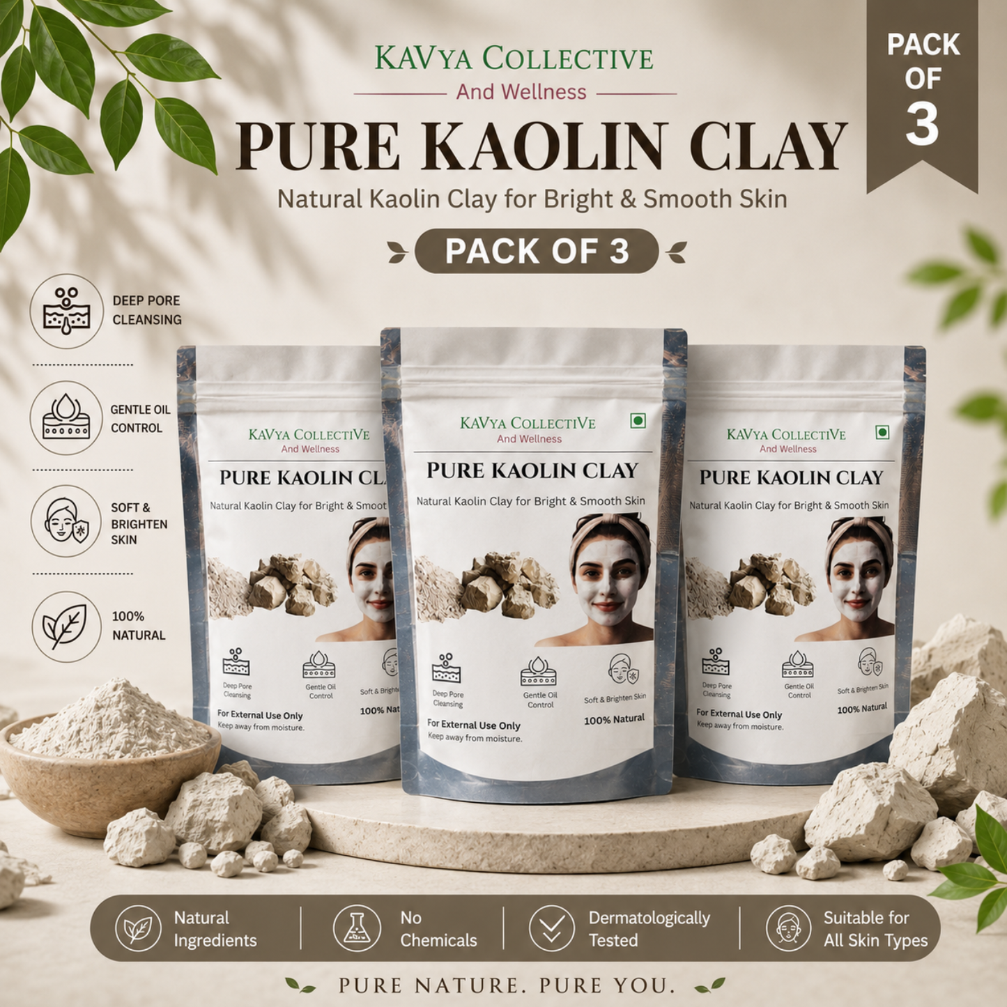 Kaolin Clay Skin Purifying Face Mask Powder | Gentle Purifying Face Mask