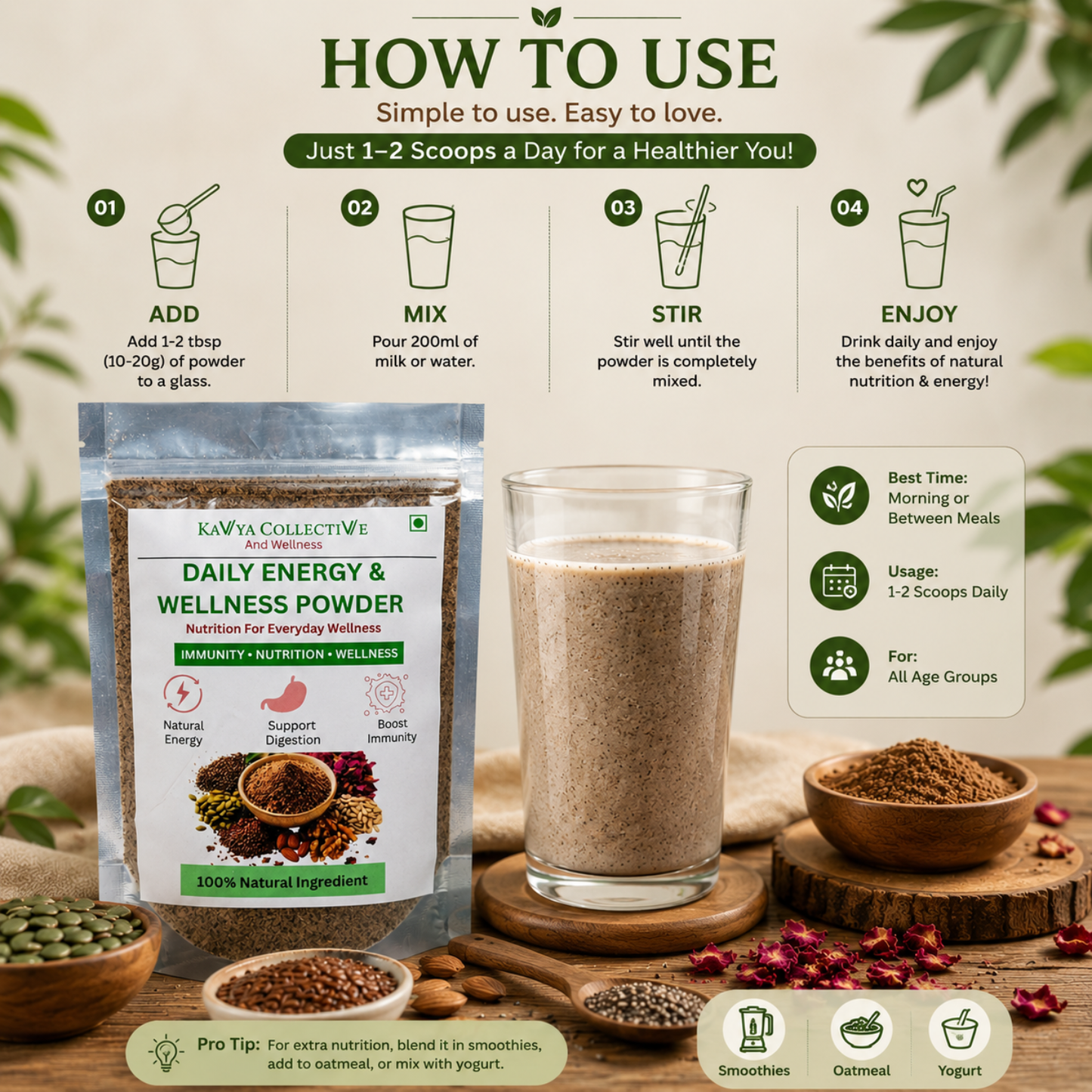 Kavya Collective Daily Seed Mix Powder for Energy, Immunity & Wellness