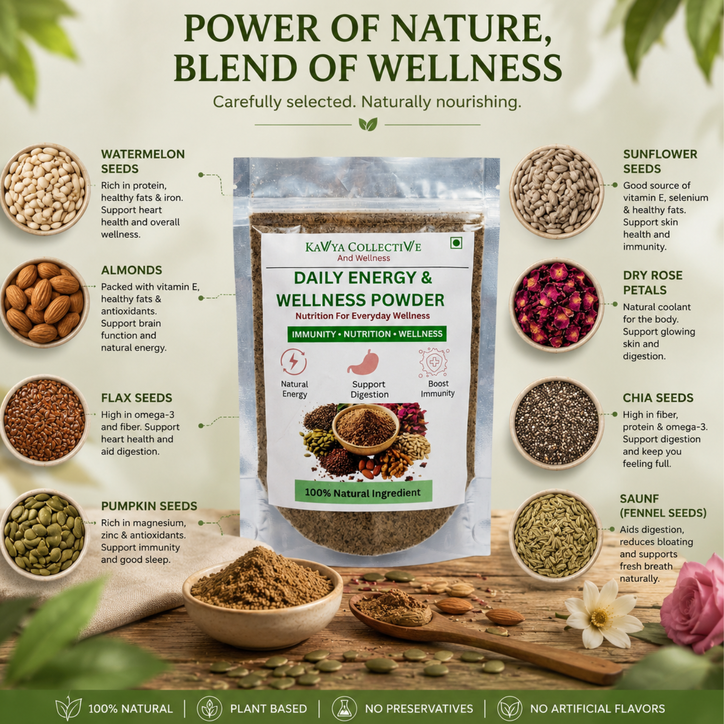 Kavya Collective Daily Seed Mix Powder for Energy, Immunity & Wellness