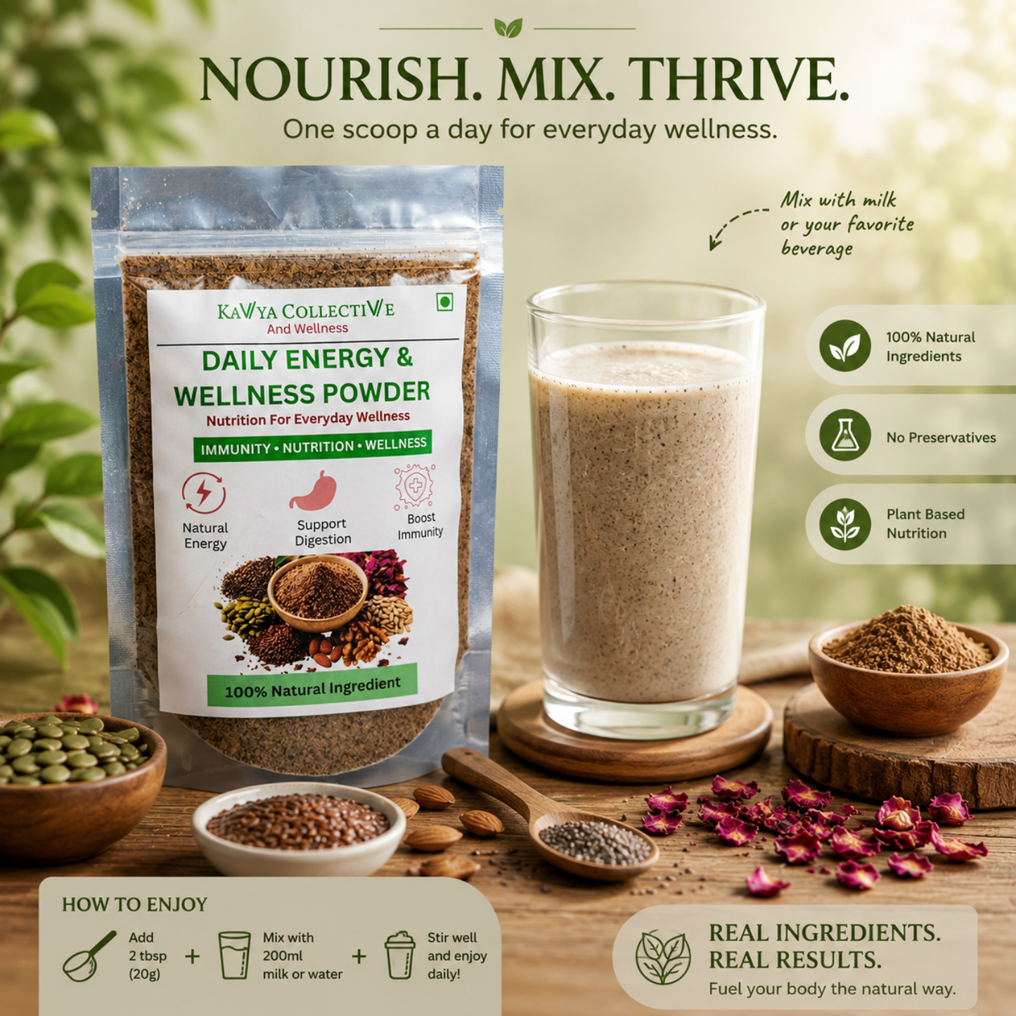 Kavya Collective Daily Seed Mix Powder for Energy, Immunity & Wellness